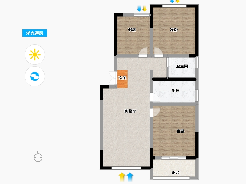 山东省-泰安市-福源翡翠嘉苑-90.00-户型库-采光通风