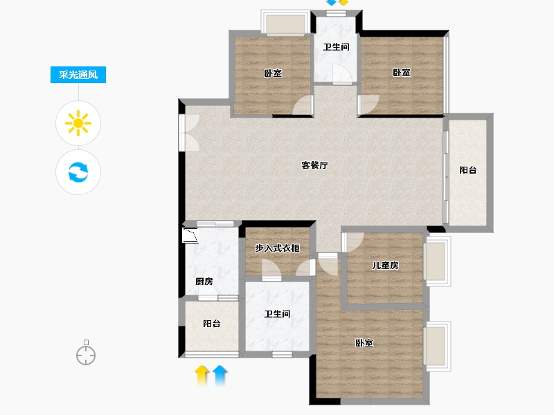 广东省-深圳市-宝能城-128.51-户型库-采光通风