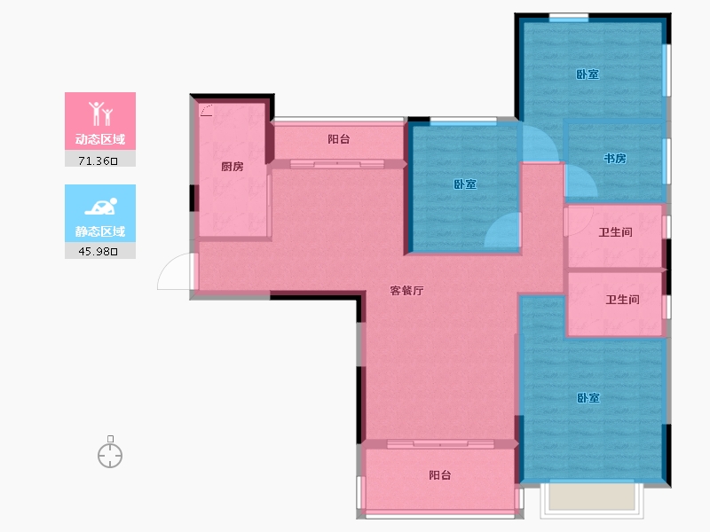 湖南省-怀化市-怀化恒大帝景-105.62-户型库-动静分区