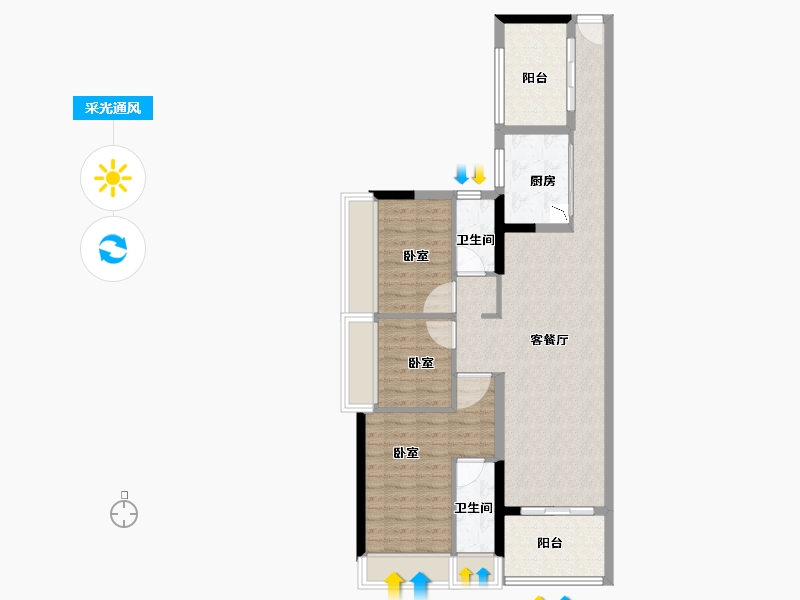 广东省-广州市-阳光城兰园·翡澜花园-85.00-户型库-采光通风