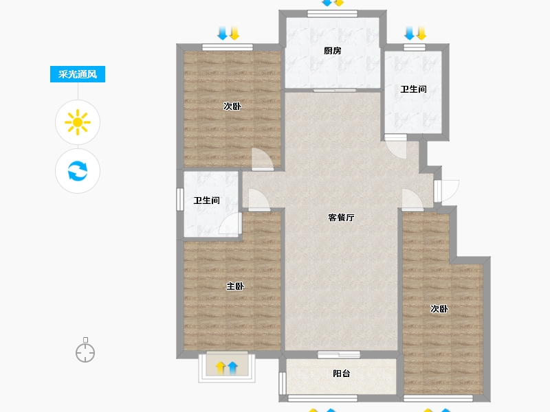 山东省-烟台市-丰金广场-103.00-户型库-采光通风