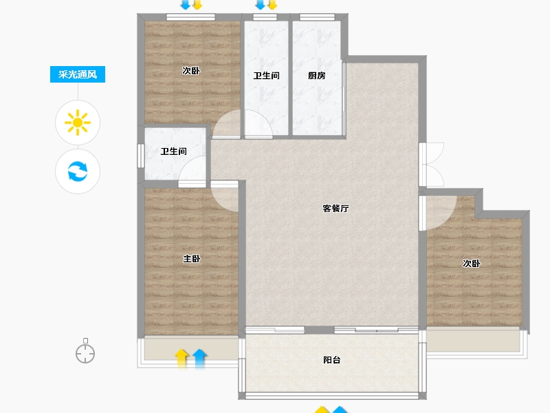 山东省-潍坊市-中房爱悦城鸿府-114.01-户型库-采光通风