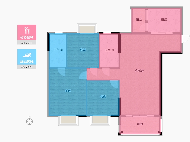 广东省-清远市-领域绿茵华府-105.00-户型库-动静分区