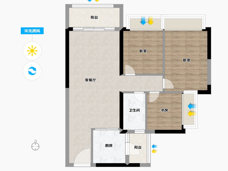 广东省-广州市-敏捷绿湖首府-72.00-户型库-采光通风