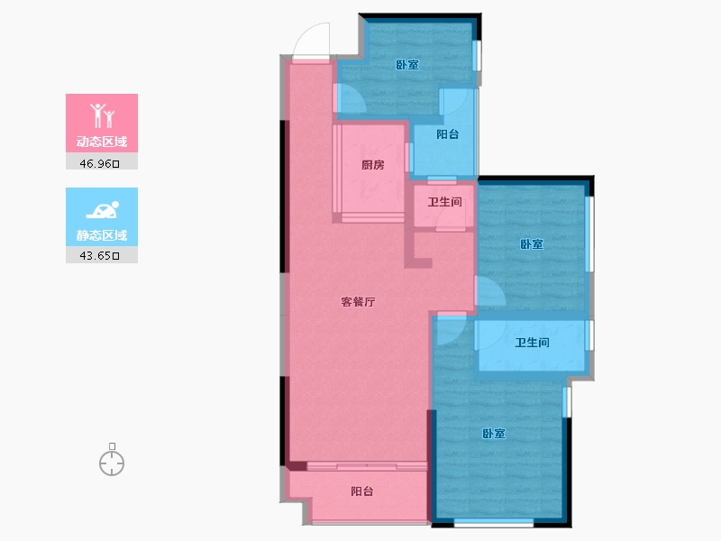 湖南省-长沙市-天元国际公寓-80.79-户型库-动静分区