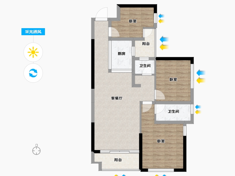 湖南省-长沙市-天元国际公寓-80.79-户型库-采光通风