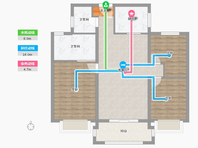 山东省-泰安市-泰山院子-89.32-户型库-动静线