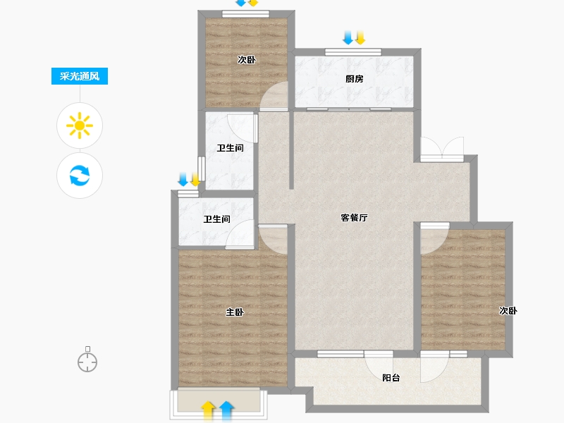 山东省-潍坊市-中海凤凰里-101.99-户型库-采光通风