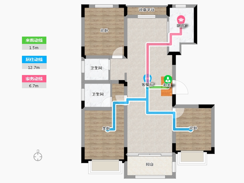 山东省-泰安市-大展玖棠府-88.01-户型库-动静线