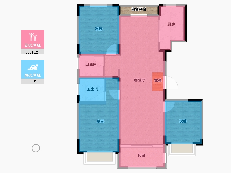 山东省-泰安市-大展玖棠府-88.01-户型库-动静分区