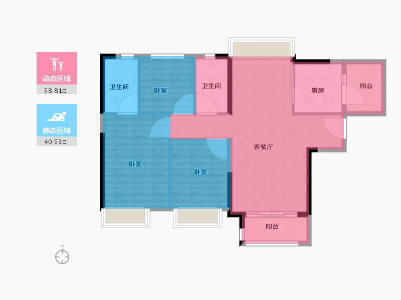 广东省-佛山市-泷景花园-90.01-户型库-动静分区