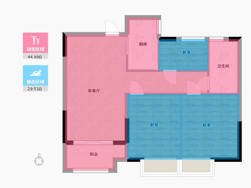 浙江省-嘉兴市-鸿翔·东辰名邸-67.00-户型库-动静分区