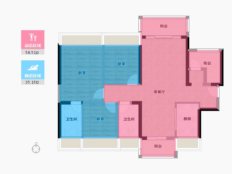 广东省-佛山市-龙光玖龙臺-83.19-户型库-动静分区