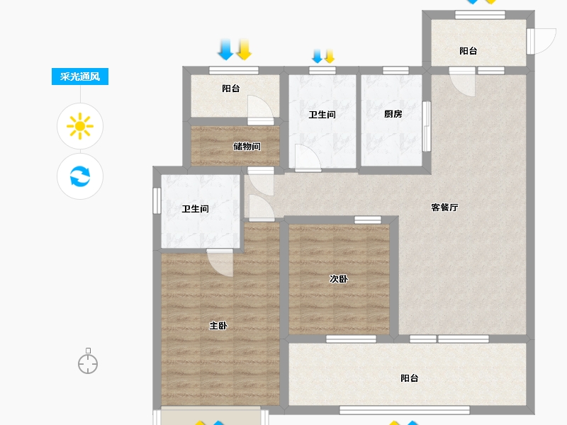 山东省-青岛市-保利和光尘樾-95.20-户型库-采光通风