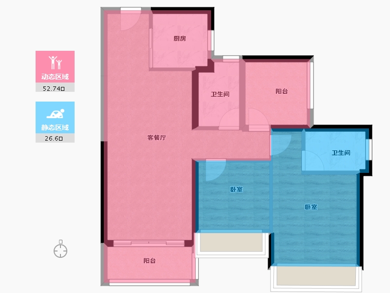 广东省-佛山市-龙光玖龙臺-70.55-户型库-动静分区