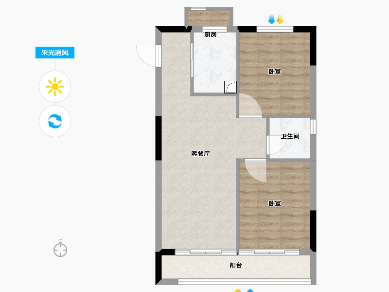 浙江省-嘉兴市-融信澜庭启杭-62.00-户型库-采光通风