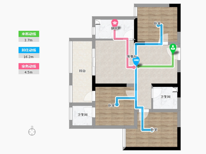 四川省-成都市-圣沅红星城市广场住宅-70.53-户型库-动静线