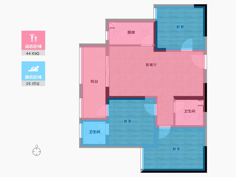 四川省-成都市-圣沅红星城市广场住宅-70.53-户型库-动静分区