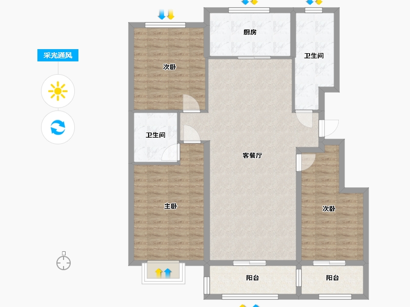 山东省-烟台市-丰金广场-109.00-户型库-采光通风