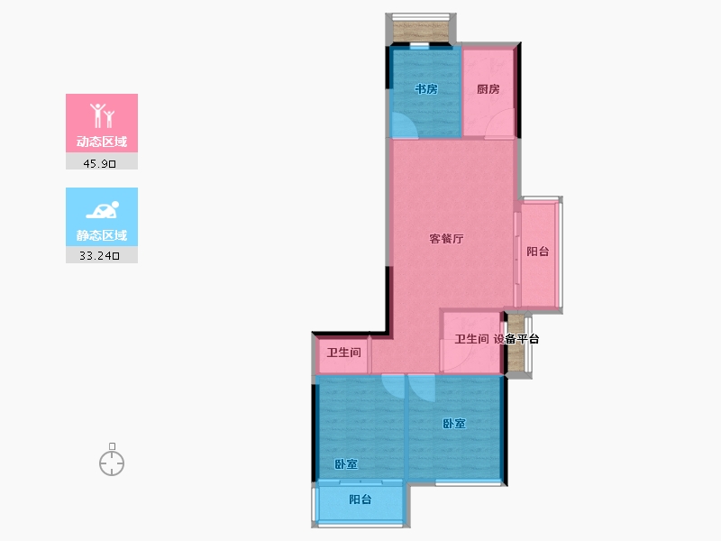 浙江省-嘉兴市-融信澜庭启杭-73.99-户型库-动静分区