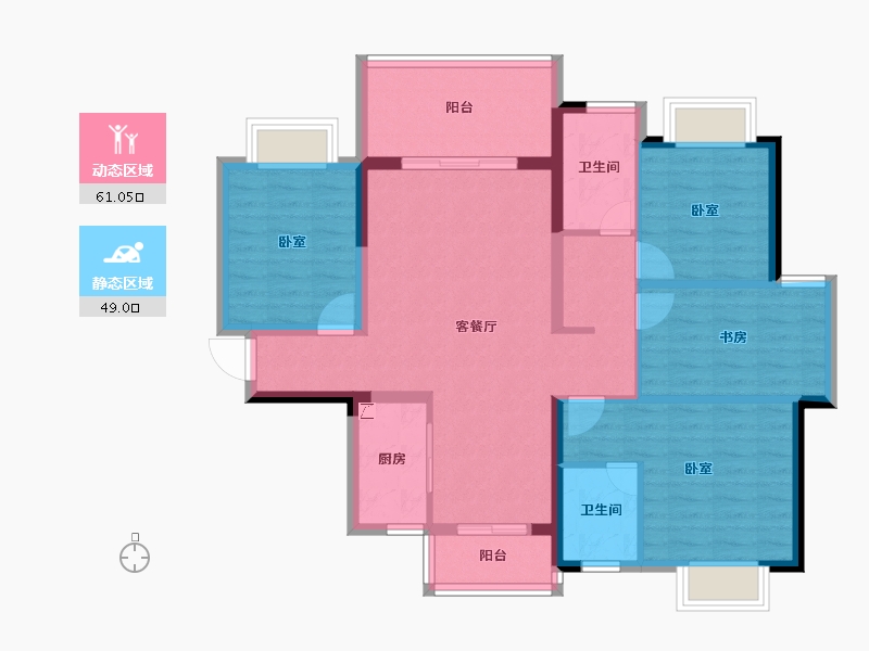 广东省-惠州市-天安珑城三期-98.23-户型库-动静分区