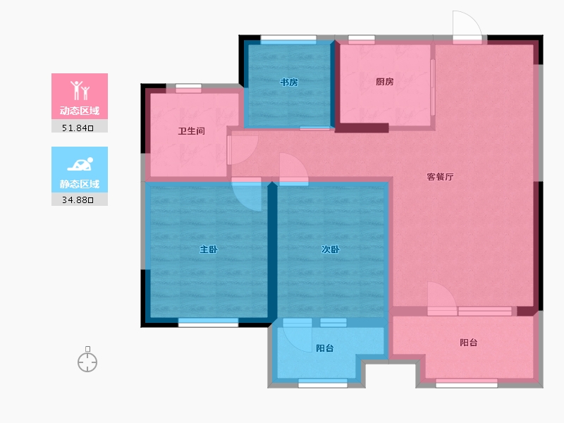 山东省-青岛市-高实·合苑-76.17-户型库-动静分区