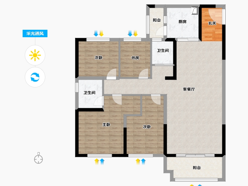 山东省-泰安市-碧桂园•湖悦天境-118.00-户型库-采光通风