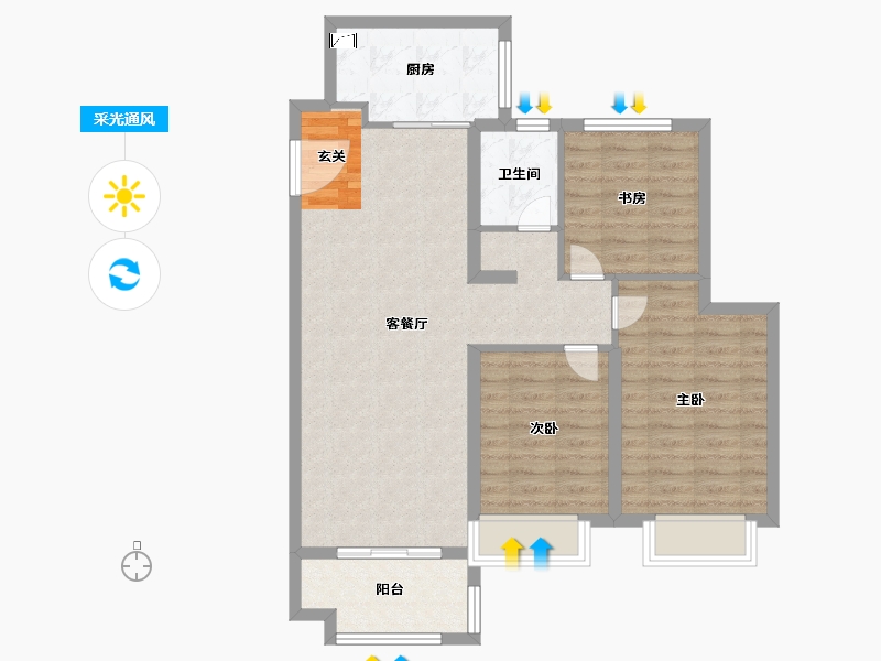 山东省-泰安市-泰安集美嘉悦-86.00-户型库-采光通风