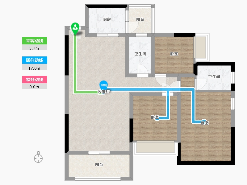 湖南省-衡阳市-凯旋·湖景水岸-95.58-户型库-动静线