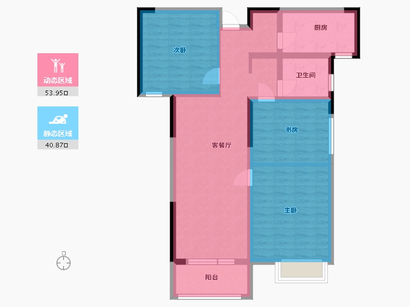 山东省-青岛市-蔚蓝天地-84.00-户型库-动静分区