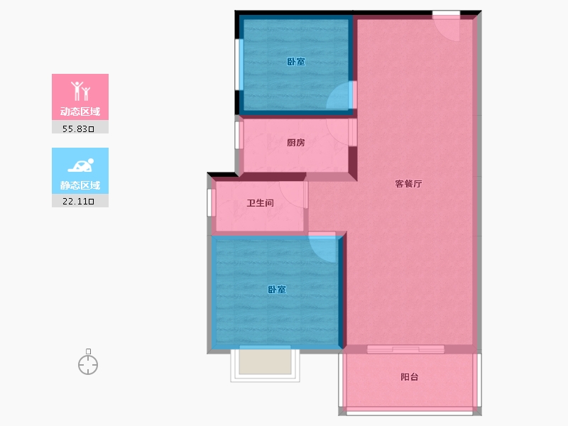 湖北省-孝感市-兴隆庭园-69.51-户型库-动静分区