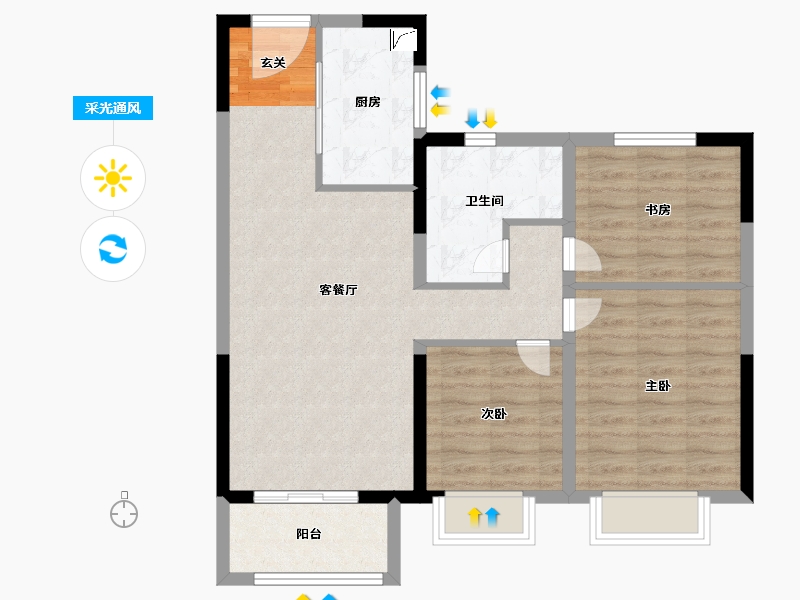 山东省-泰安市-华润置地万象府-78.00-户型库-采光通风