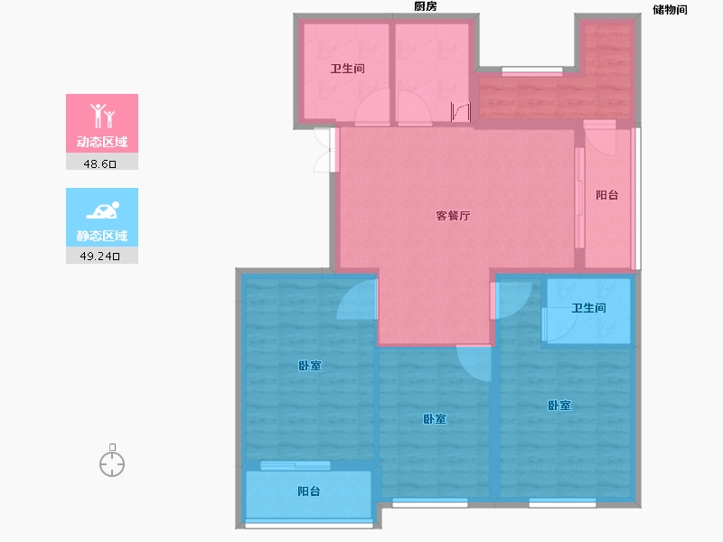 浙江省-嘉兴市-名悦华庭-87.00-户型库-动静分区