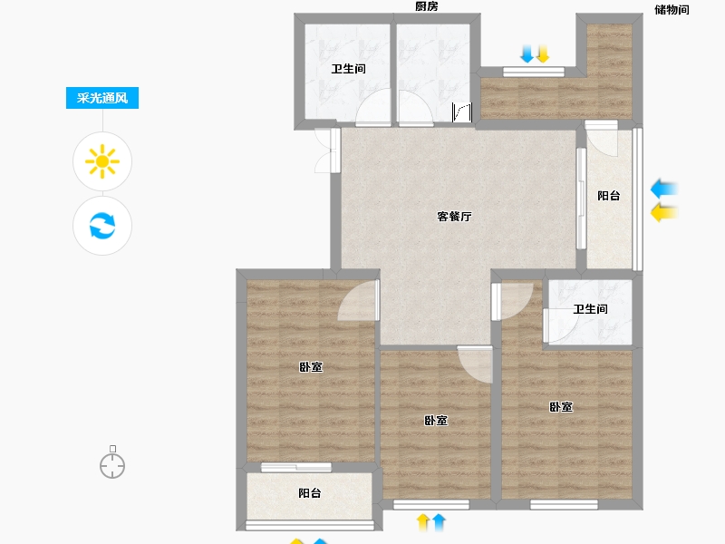 浙江省-嘉兴市-名悦华庭-87.00-户型库-采光通风