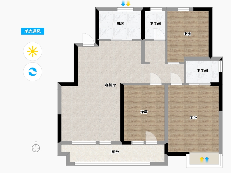 山东省-青岛市-天一仁和珑樾海-92.00-户型库-采光通风