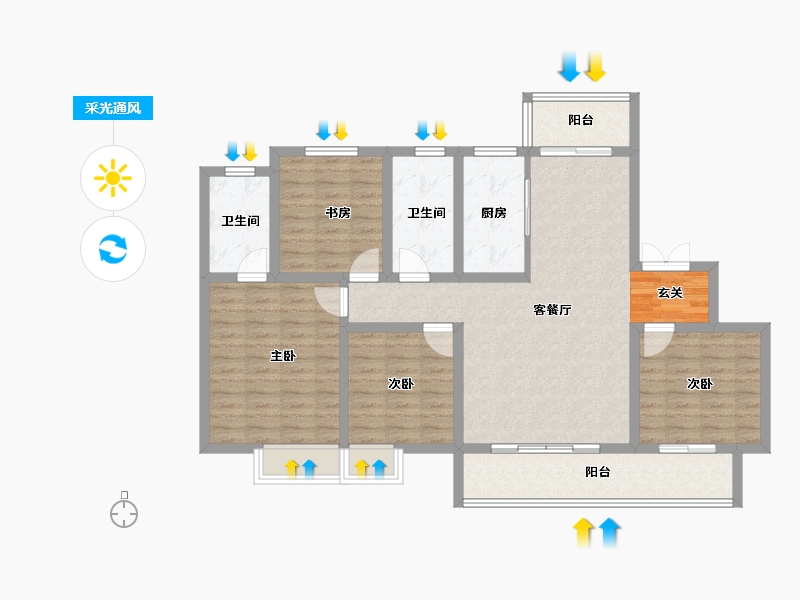 山东省-泰安市-智谷·时代云著-111.00-户型库-采光通风