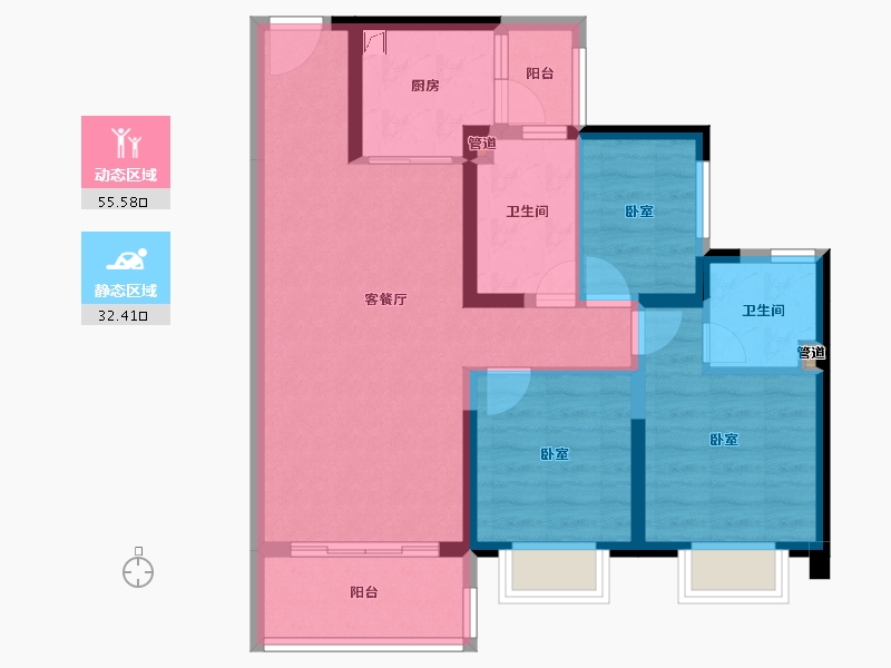 广东省-惠州市-碧桂园星钻-77.61-户型库-动静分区