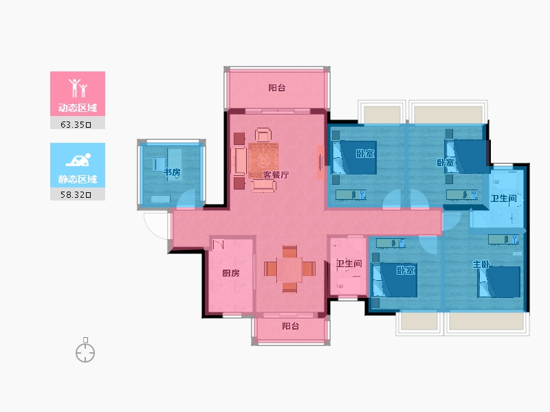 广西壮族自治区-贺州市-龙光玖誉湖-108.54-户型库-动静分区