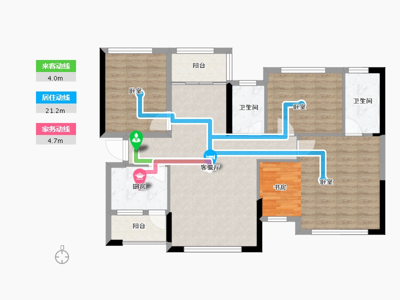 湖南省-长沙市-天元国际公寓-92.87-户型库-动静线