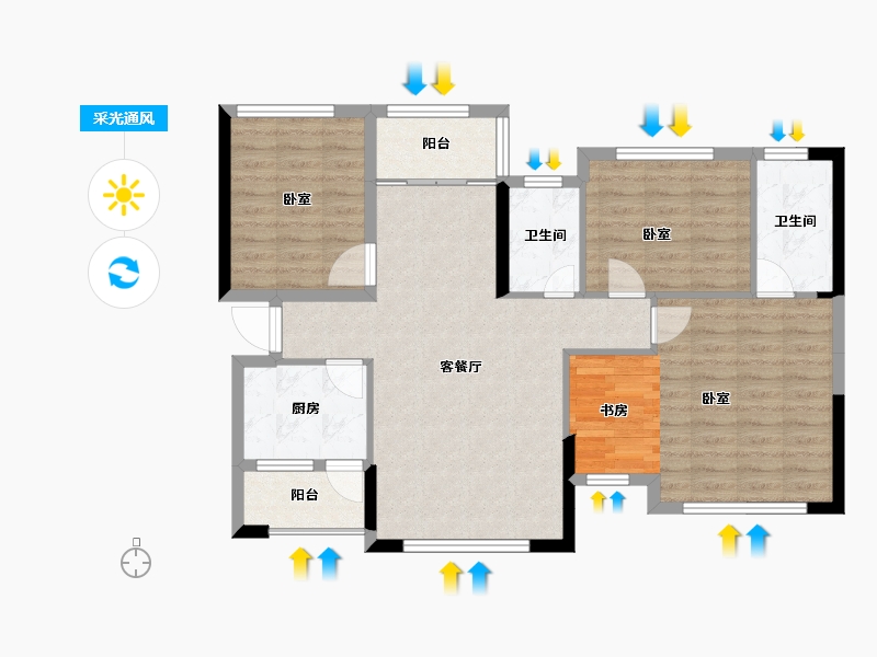 湖南省-长沙市-天元国际公寓-92.87-户型库-采光通风