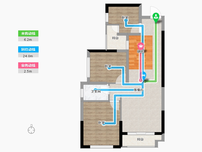 湖南省-长沙市-天元国际公寓-71.05-户型库-动静线