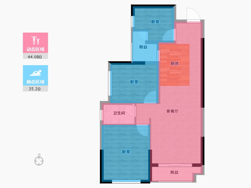 湖南省-长沙市-天元国际公寓-71.05-户型库-动静分区