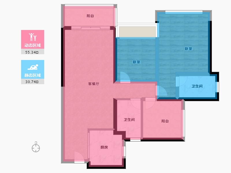 广东省-佛山市-龙光玖龙臺-76.00-户型库-动静分区