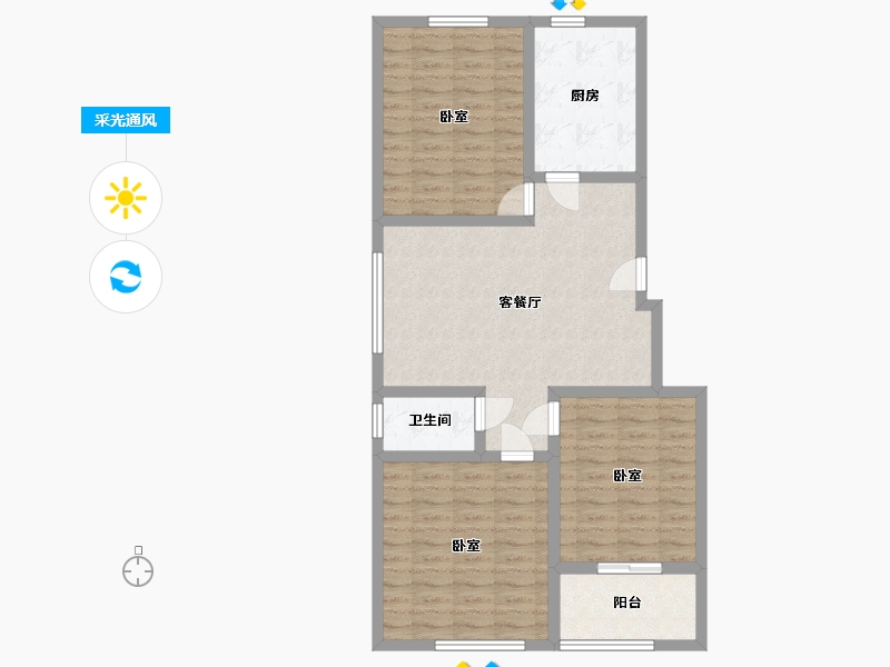 山东省-淄博市-金城·春华园-87.85-户型库-采光通风