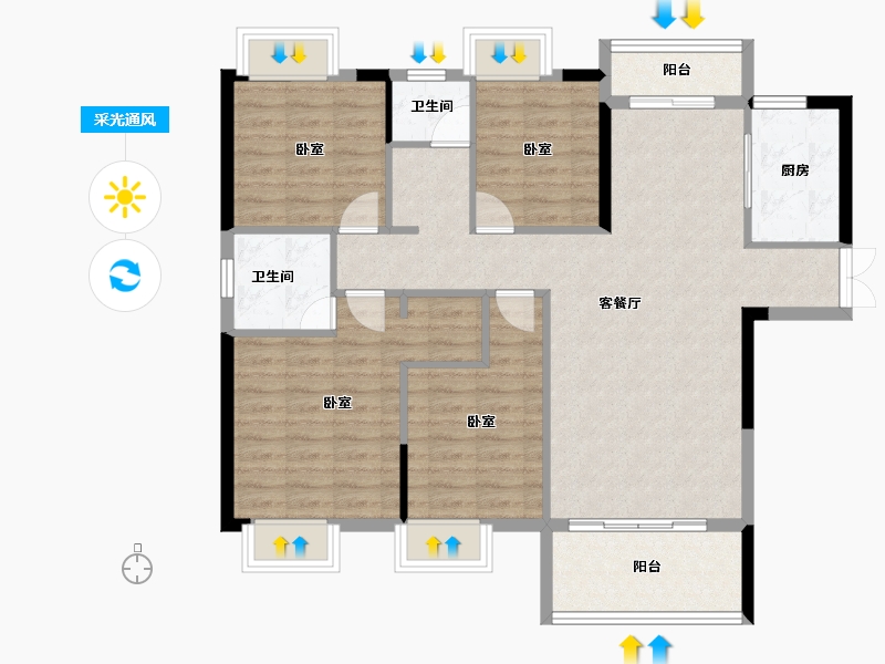 湖南省-衡阳市-红湘大第-104.60-户型库-采光通风