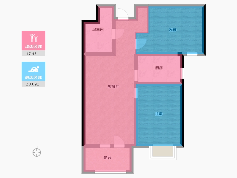 山东省-青岛市-蔚蓝天地-66.40-户型库-动静分区