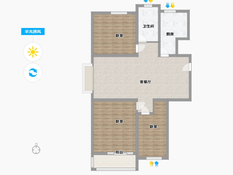 山东省-淄博市-水晶郦园-109.35-户型库-采光通风