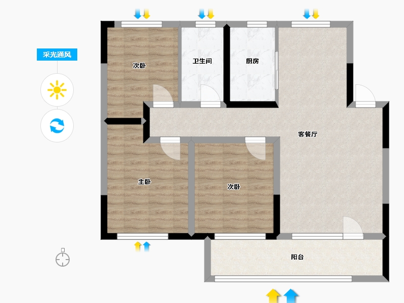 山东省-青岛市-高实·合苑-86.41-户型库-采光通风