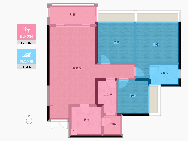 四川省-成都市-招商大魔方玺悦轩-88.96-户型库-动静分区