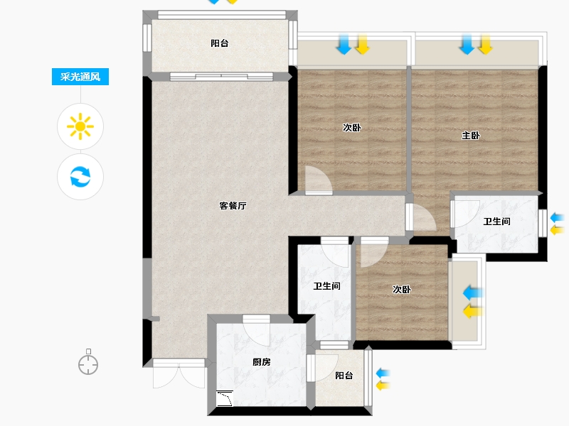 四川省-成都市-招商大魔方玺悦轩-88.96-户型库-采光通风